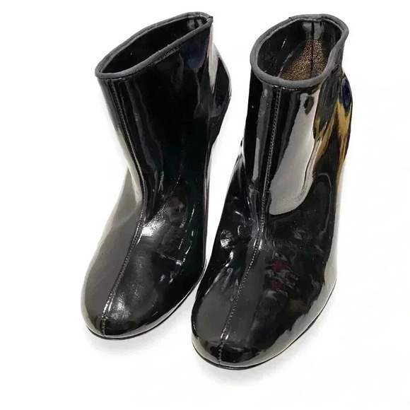 Stella McCartney Black Patent Leather Chic Stiletto Ankle Booties Size 36.5 - Picture 5 of 10